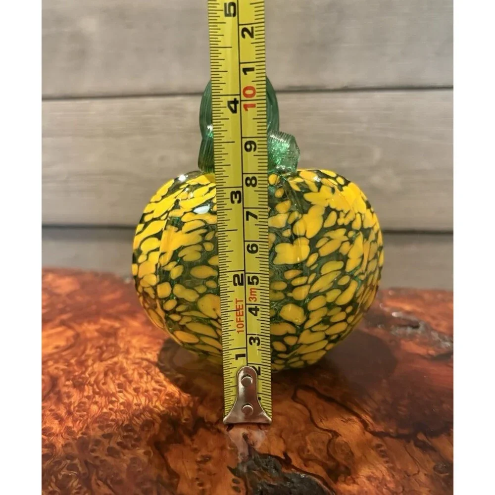 Hand Blown Art Glass Pumpkin Halloween Fall Decor Used